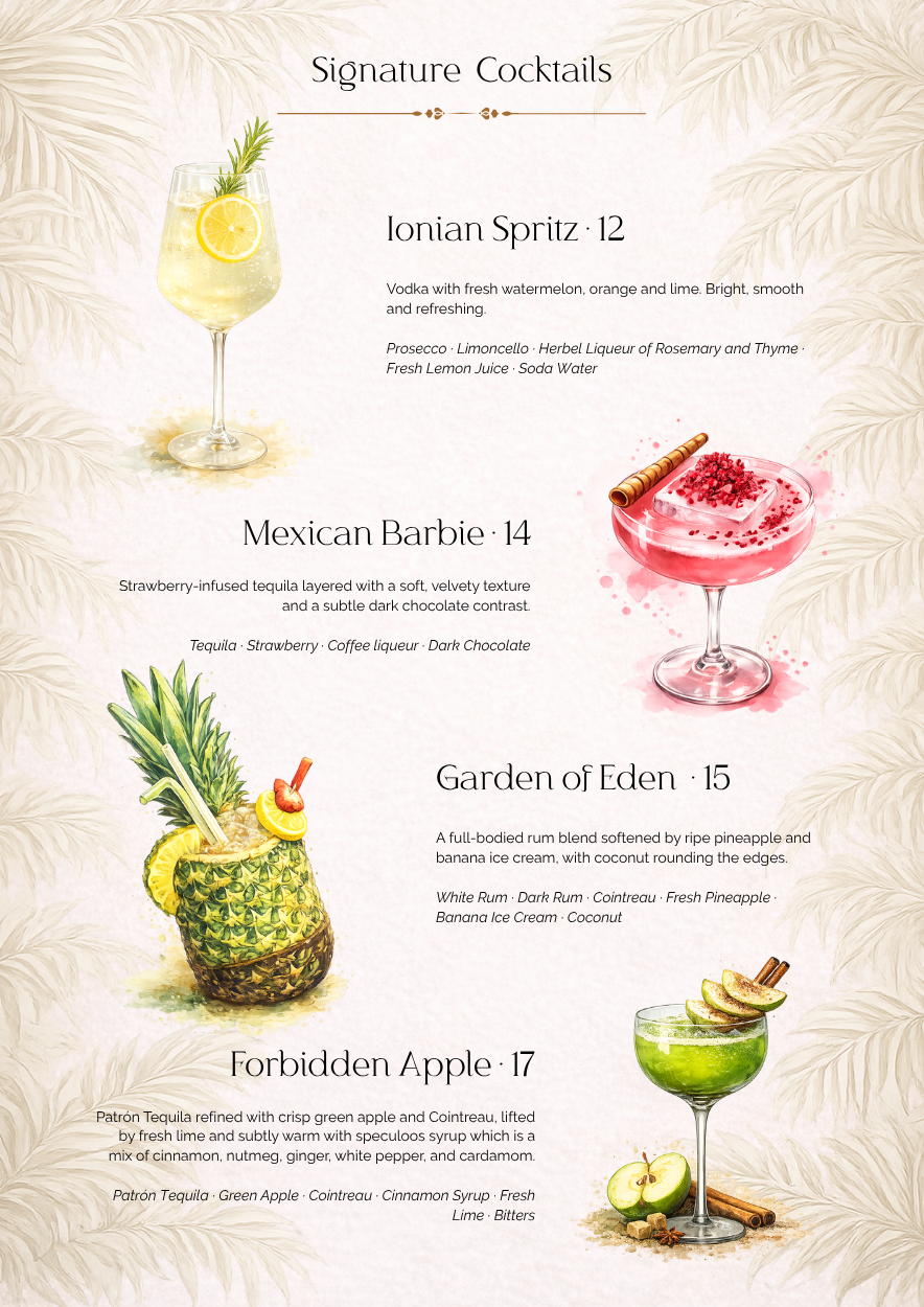 Cocktails and spirits menu 2
